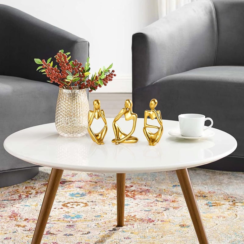 BMLCGJ Thinker Statue Gold Decor Abstract Art Sculpture, Golden Resin Collectible Figurines for Home Living Room Office Shelf Decoration,Great Gifts Ideas (Gold) - Image 5